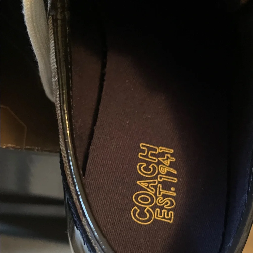 Coach Women’s Brown Signature Canvas Sneakers with Green Stripe - Picture 5 of 8